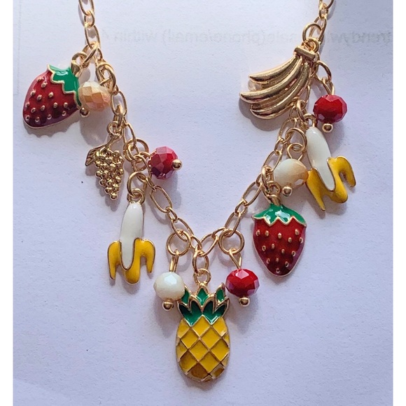 Jewelry - Fruit Strawberry Pineapple Banana Necklace Set.
